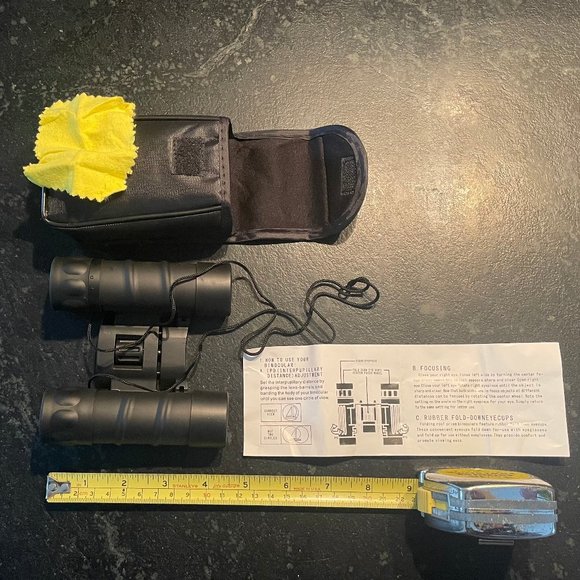 12x25 Binoculars w/ Carry Case, Strap, Cloth, Instructions - Picture 2 of 9